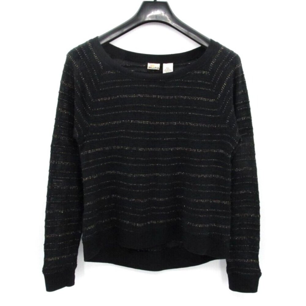 Vintage 90s Mudd Sweater Womens XL Black Gold Metallic Long Sleeve Acrylic
